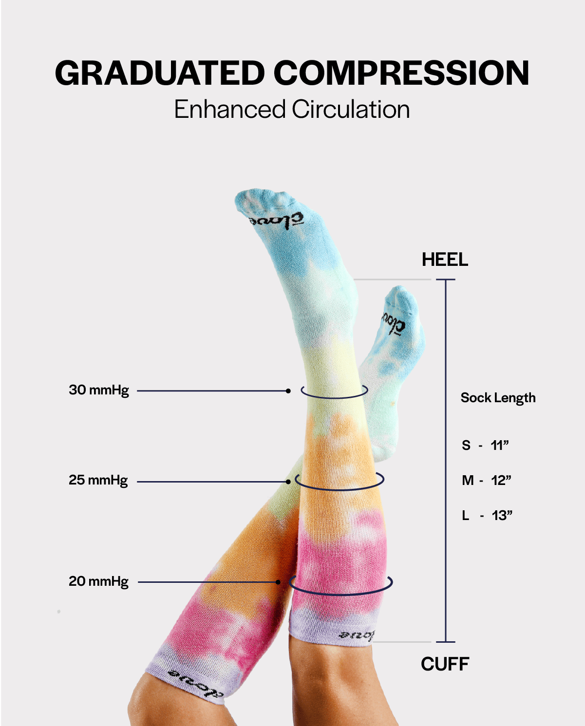Compression Socks Wide - Rainbow Tie Dye - Image 3