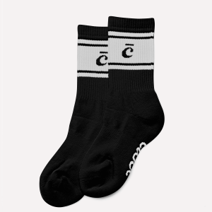 Crew Socks - Black / White Retro Stripe