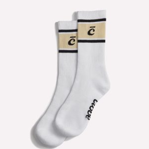 Crew Socks - White / Sand Retro Stripe