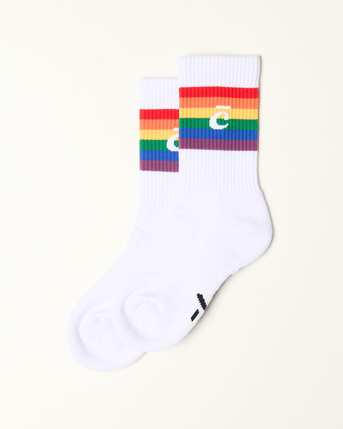 Crew Socks - White / Rainbow Stripe